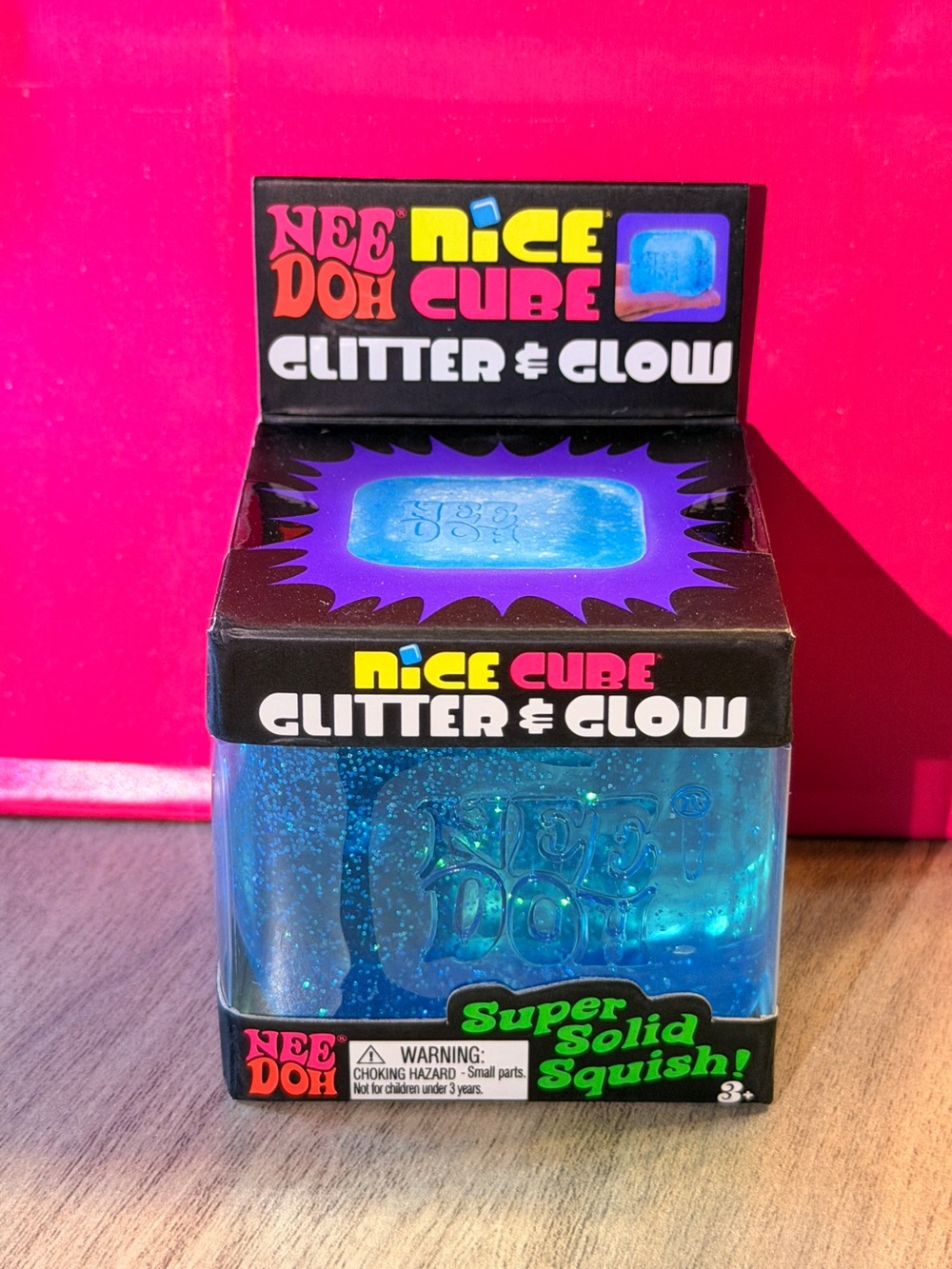 Authentic NeeDoh Nice Cube Glitter & Glow-Blue